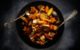 cooked food on black frying pan