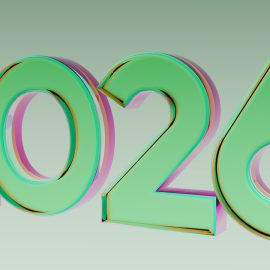 The year 2026 in green 3D numbers.